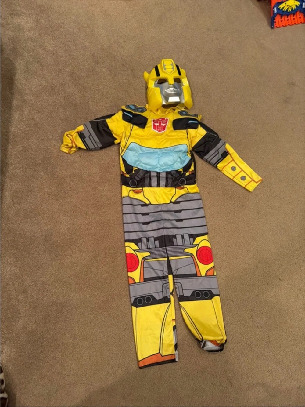Transforming Yellow Robot Kids Costume with Mask